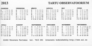 Stellaariumi mittetraditsiooniline pääse – tagumisel küljel on jooksva aasta kalender 2013 aastaks.